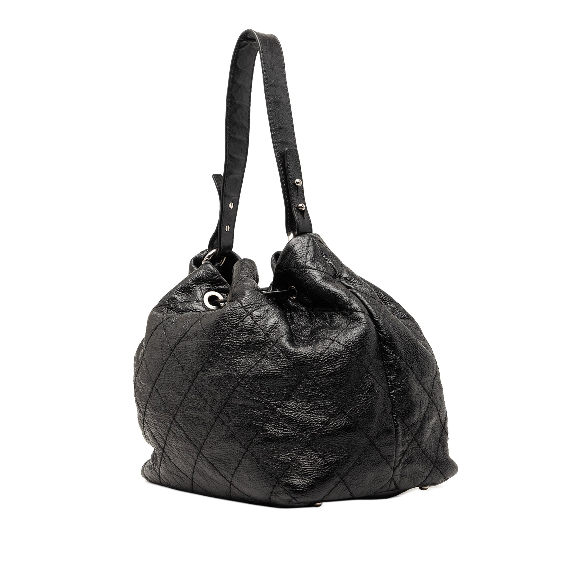 Chanel Glazed Calfskin On The Road Bucket Bag