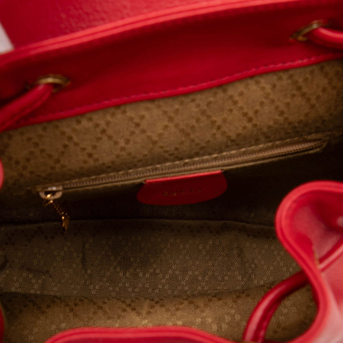 Gucci Calfskin Bamboo Drawstring Backpack — Red