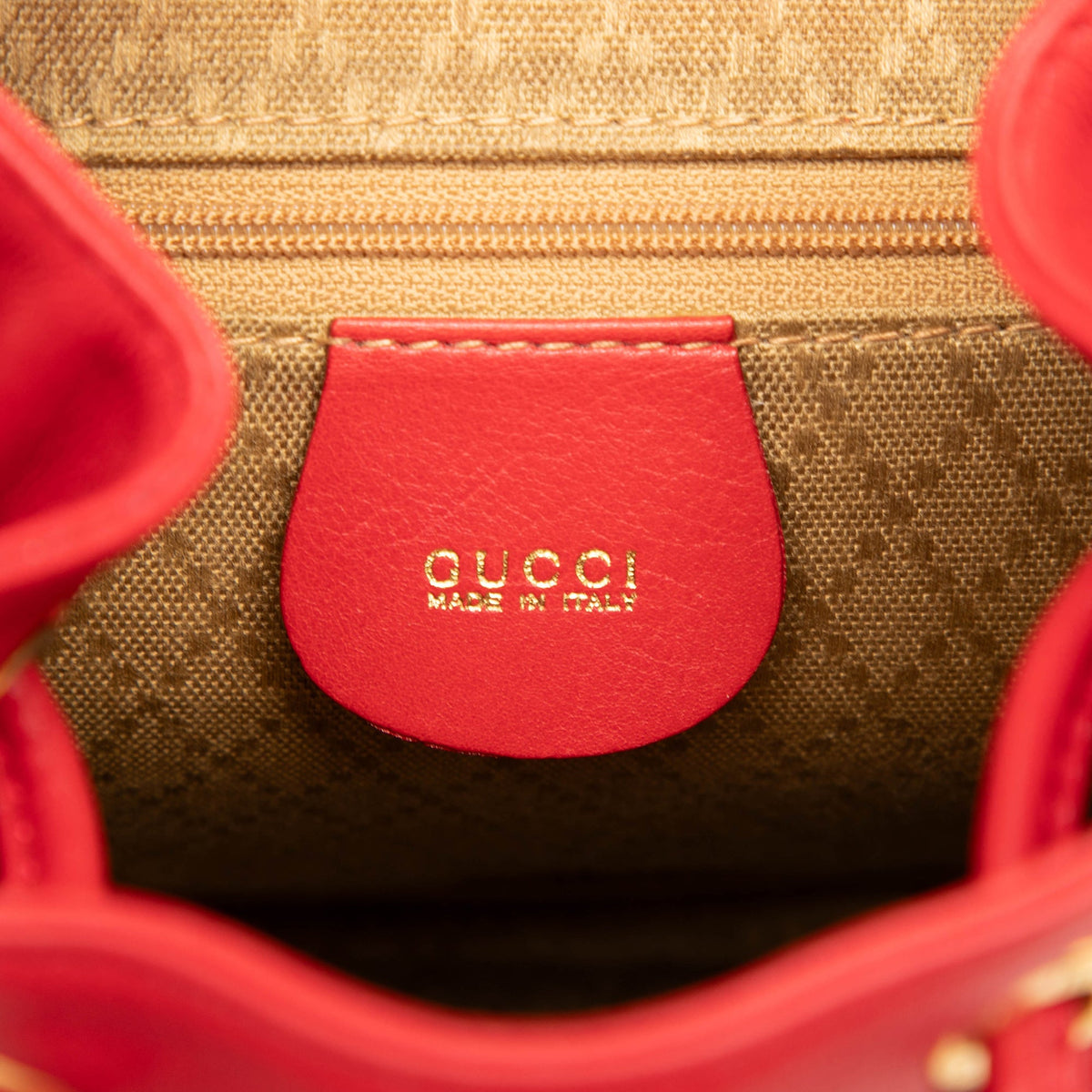 Gucci Calfskin Bamboo Drawstring Backpack — Red