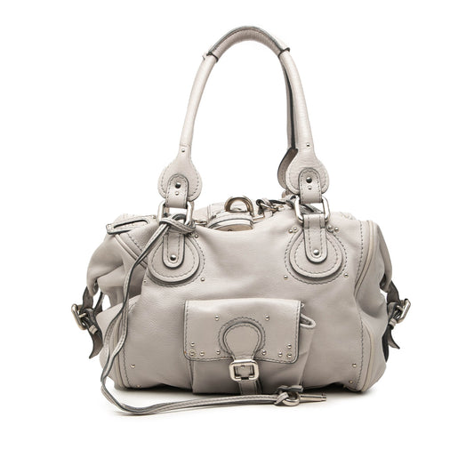 Chloé Leather Paddington Front Pocket Shoulder Bag — Gray