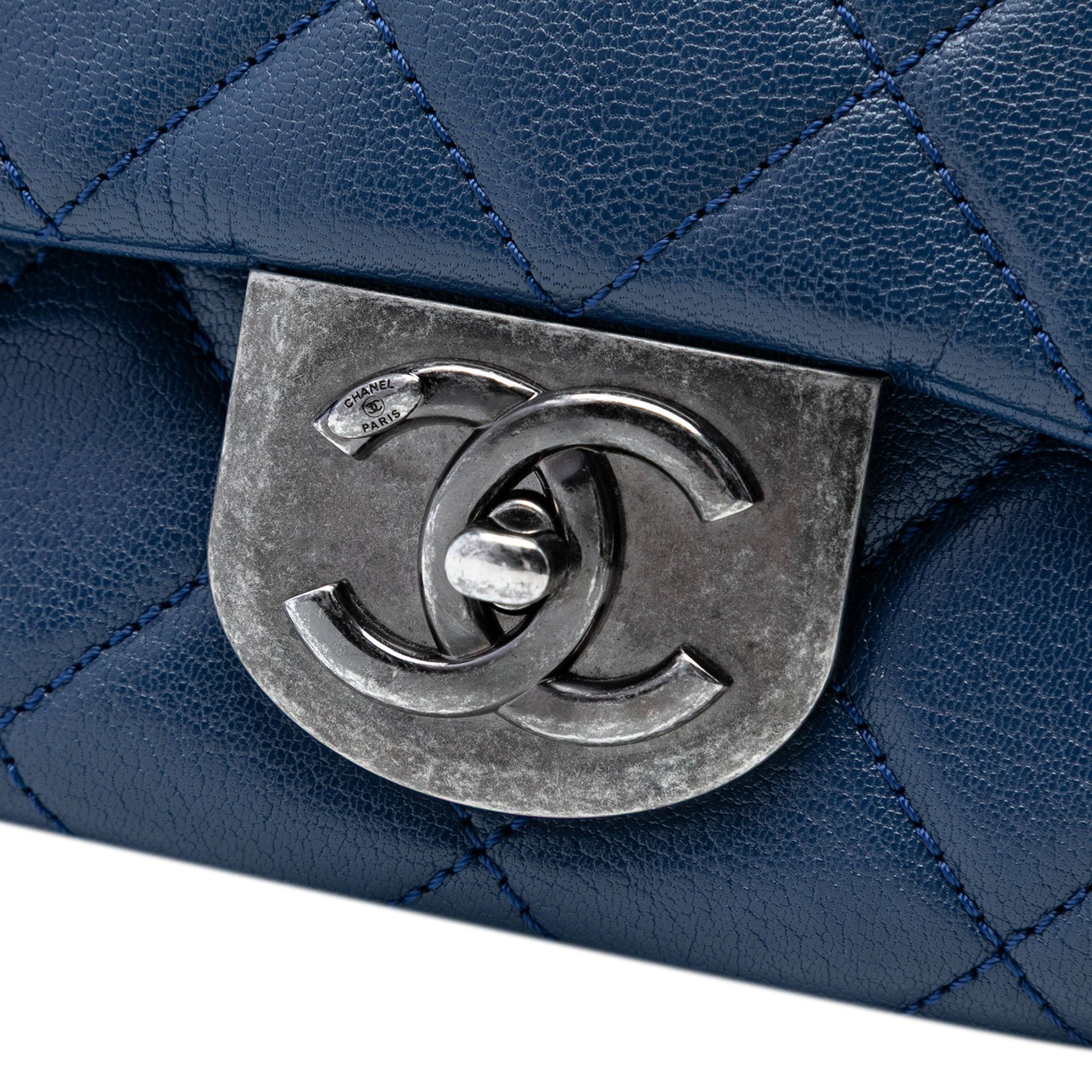 Large Quilted Goatskin Double Carry Waist Chain Flap