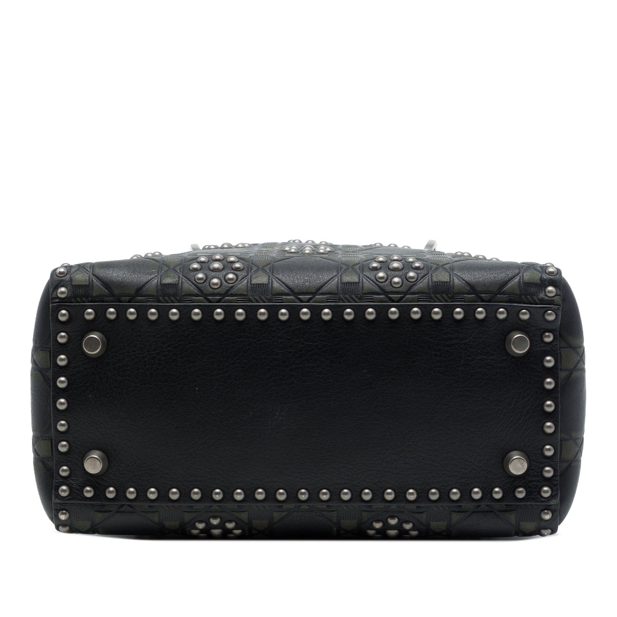 Dior Medium Calfskin Cannage Embossed Flower Studded Supple Lady Dior — Black