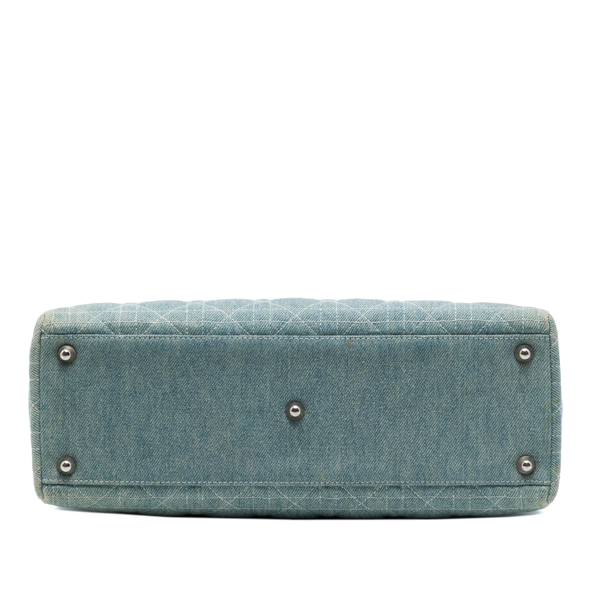 Dior Large Denim Cannage Acrylic Handles Lady Dior