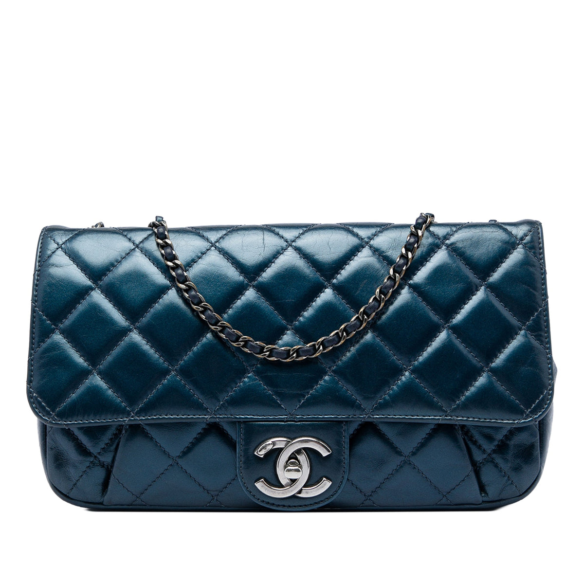 Chanel Medium Quilted Glazed Calfskin Coco Pleats Flap