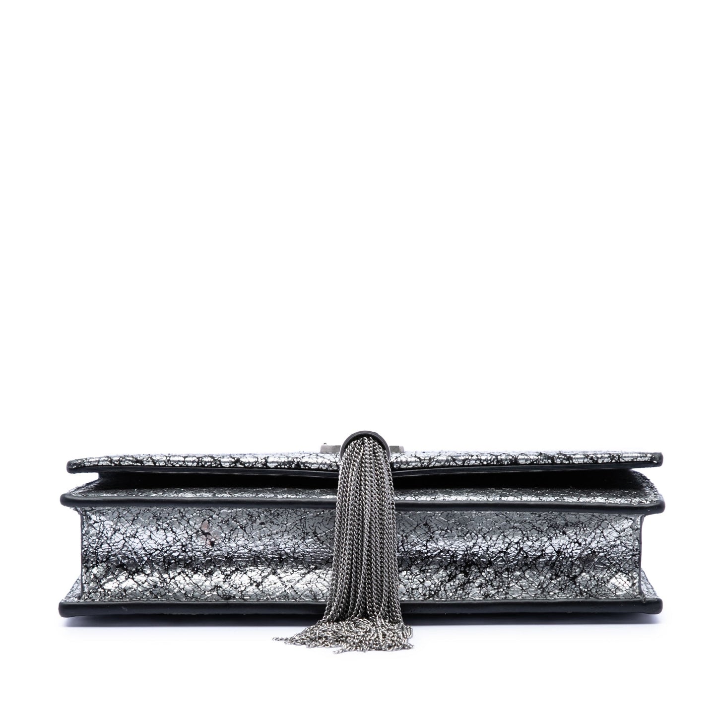 Saint Laurent Python Embossed Metallic Leather Classic Monogram Kate Tassel Wallet on Chain