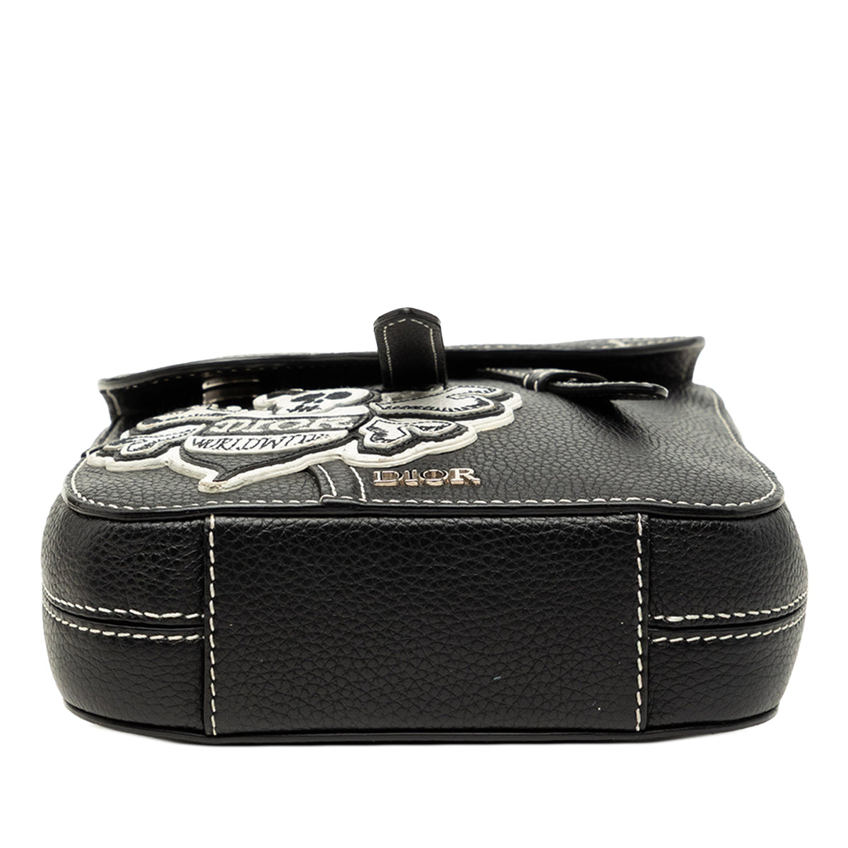 Dior Stussy Bee Applique Calfskin Saddle Crossbody