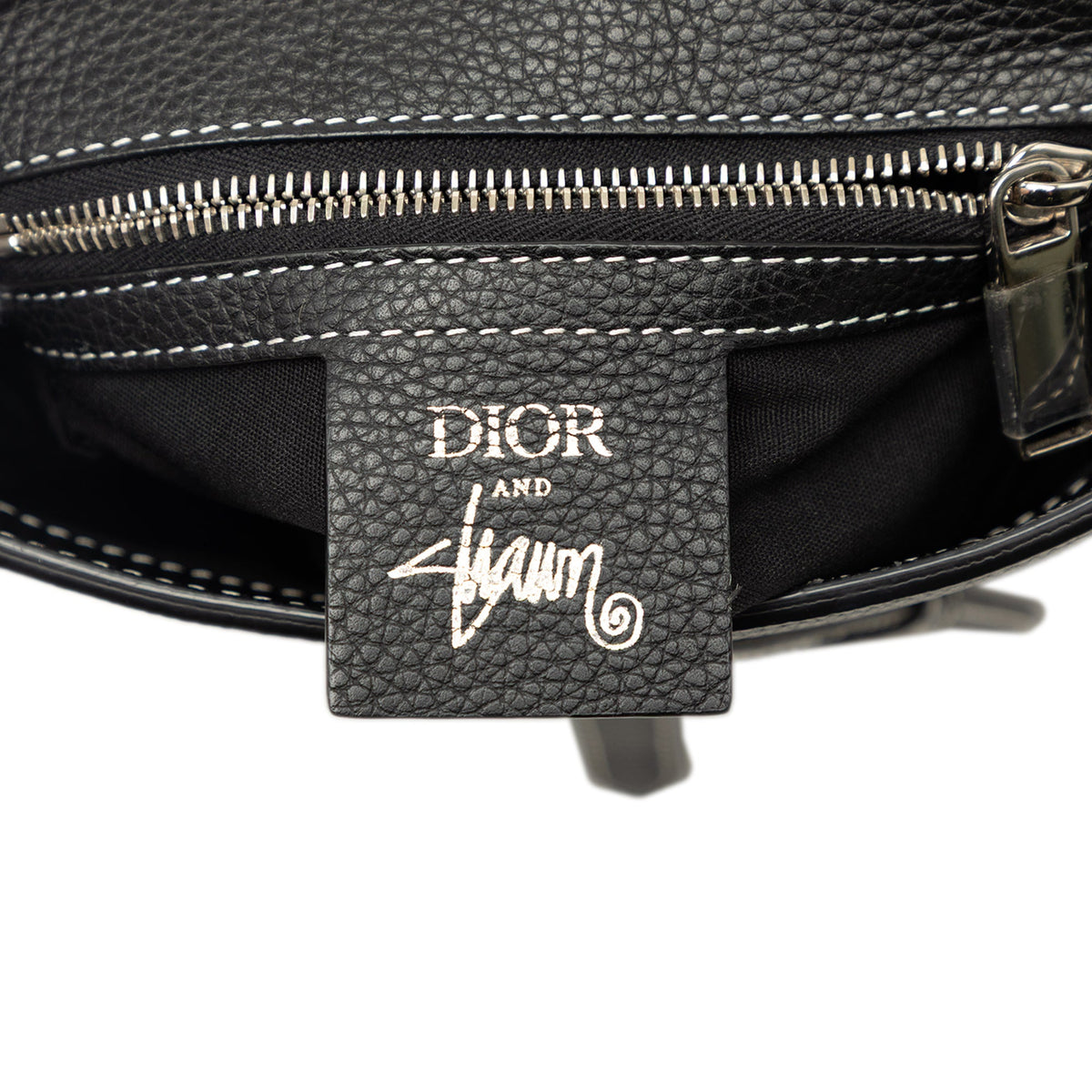 Dior Stussy Bee Applique Calfskin Saddle Crossbody