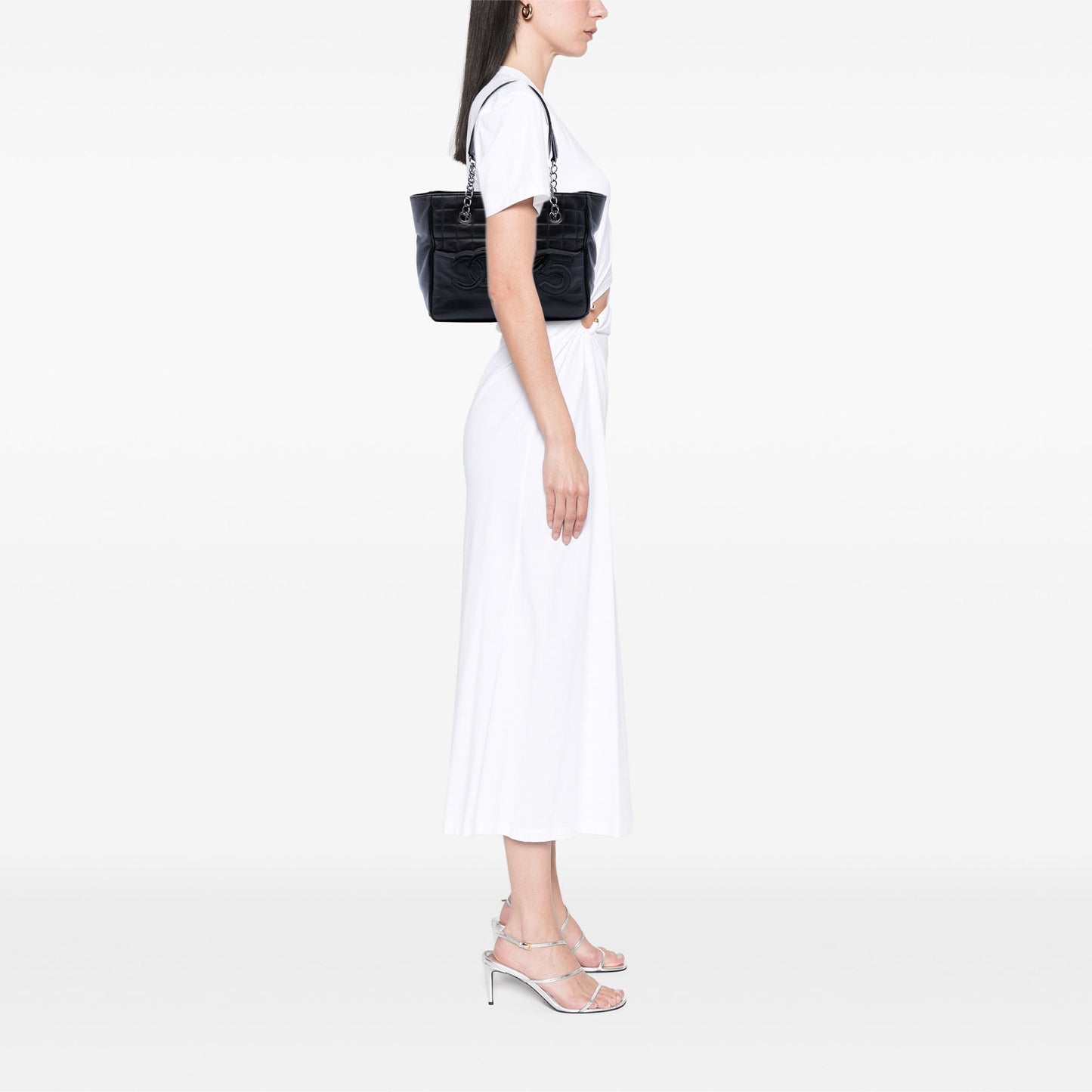 Chanel CC Choco Bar Lambskin Camellia No 5 Tote