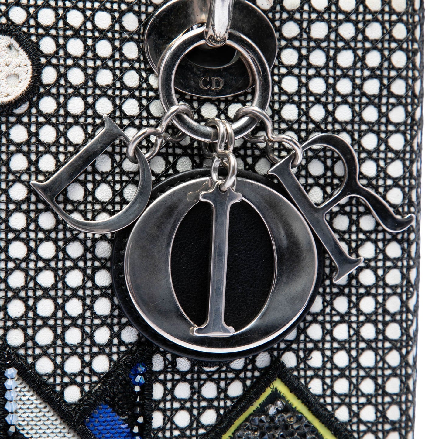 Dior Medium Calfskin Mesh Microcannage Patches Lady Dior