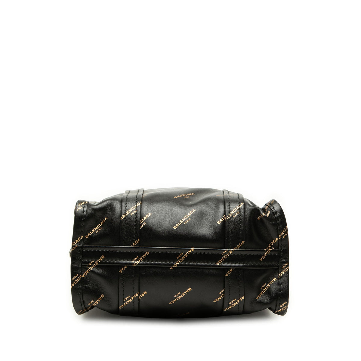 Balenciaga Calfskin Allover Logo Bazar Shopper Satchel XS
