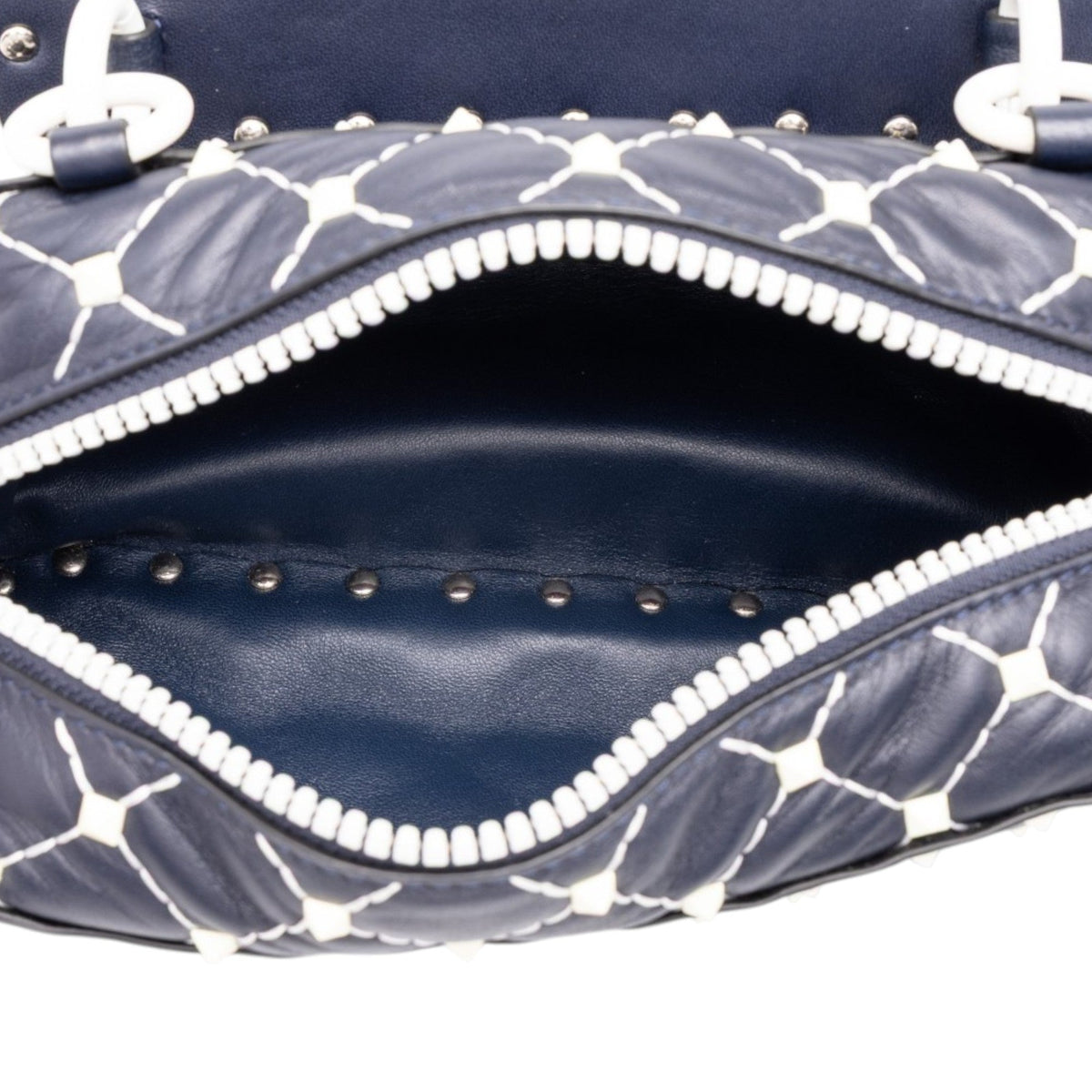 Valentino Lambskin Free Rockstud Spike Camera Bag — Blue