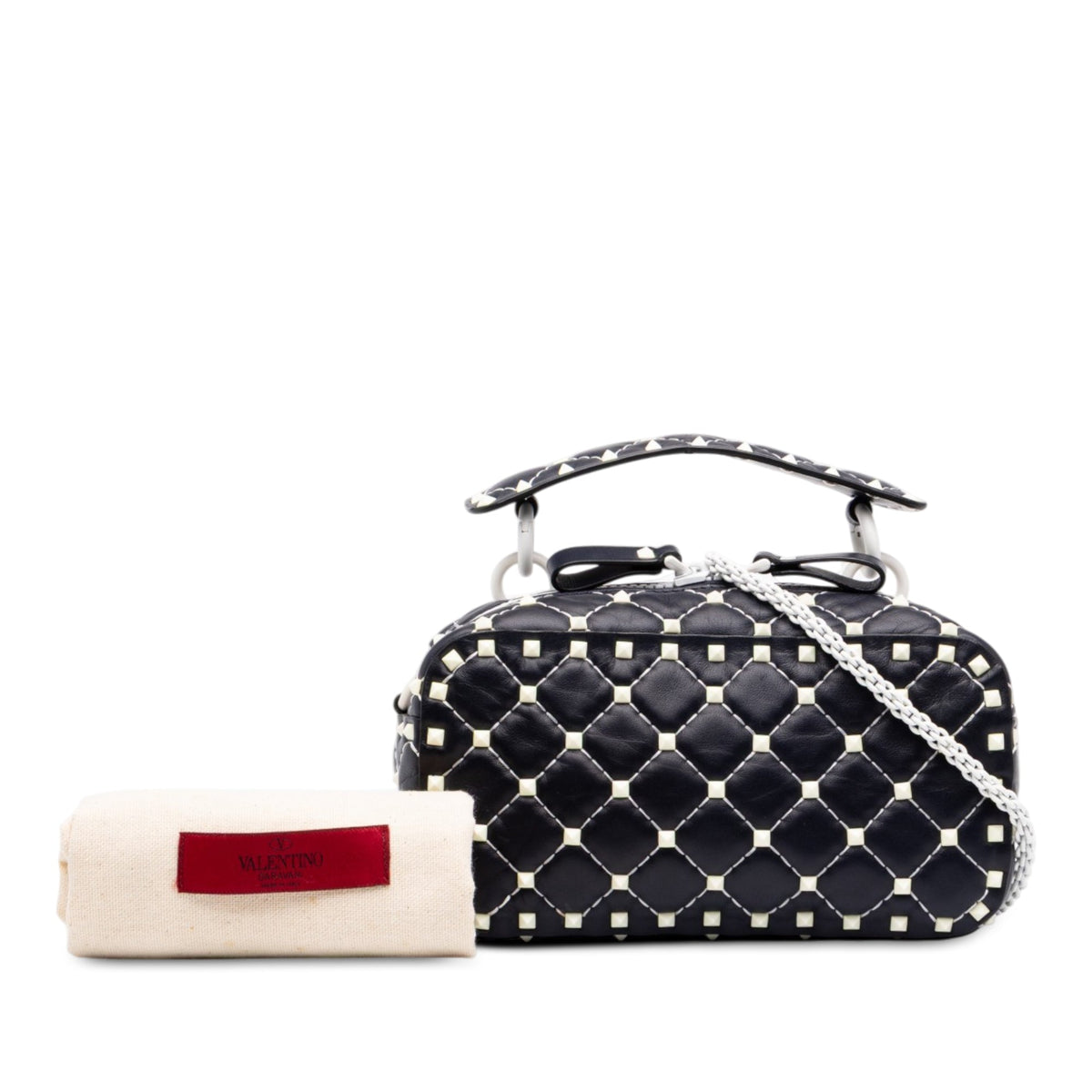 Valentino Lambskin Free Rockstud Spike Camera Bag — Blue