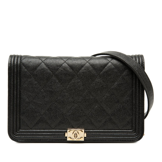 Chanel Quilted Caviar Boy Wallet on Chain