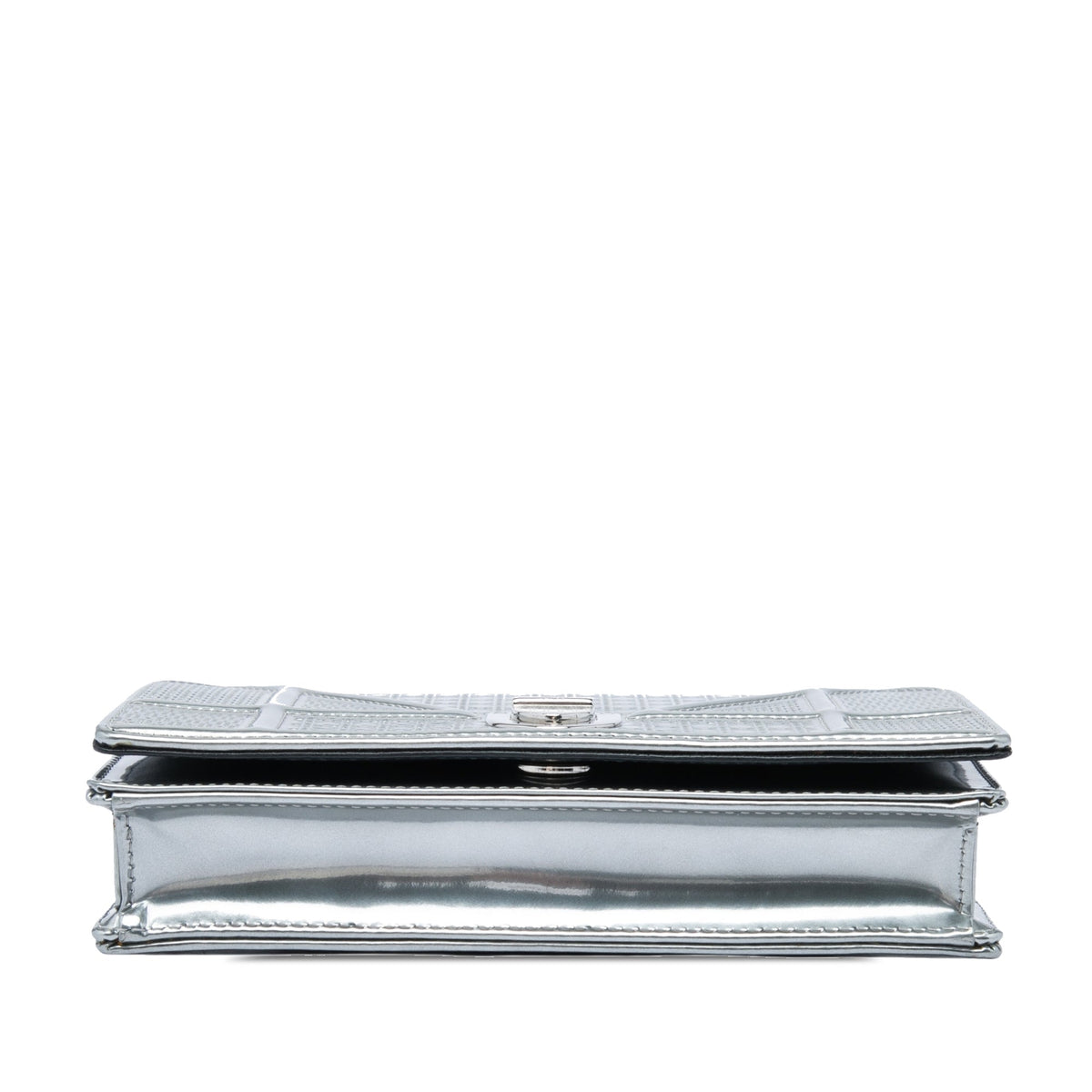 Dior Metallic Patent Microcannage Diorama Wallet on Chain