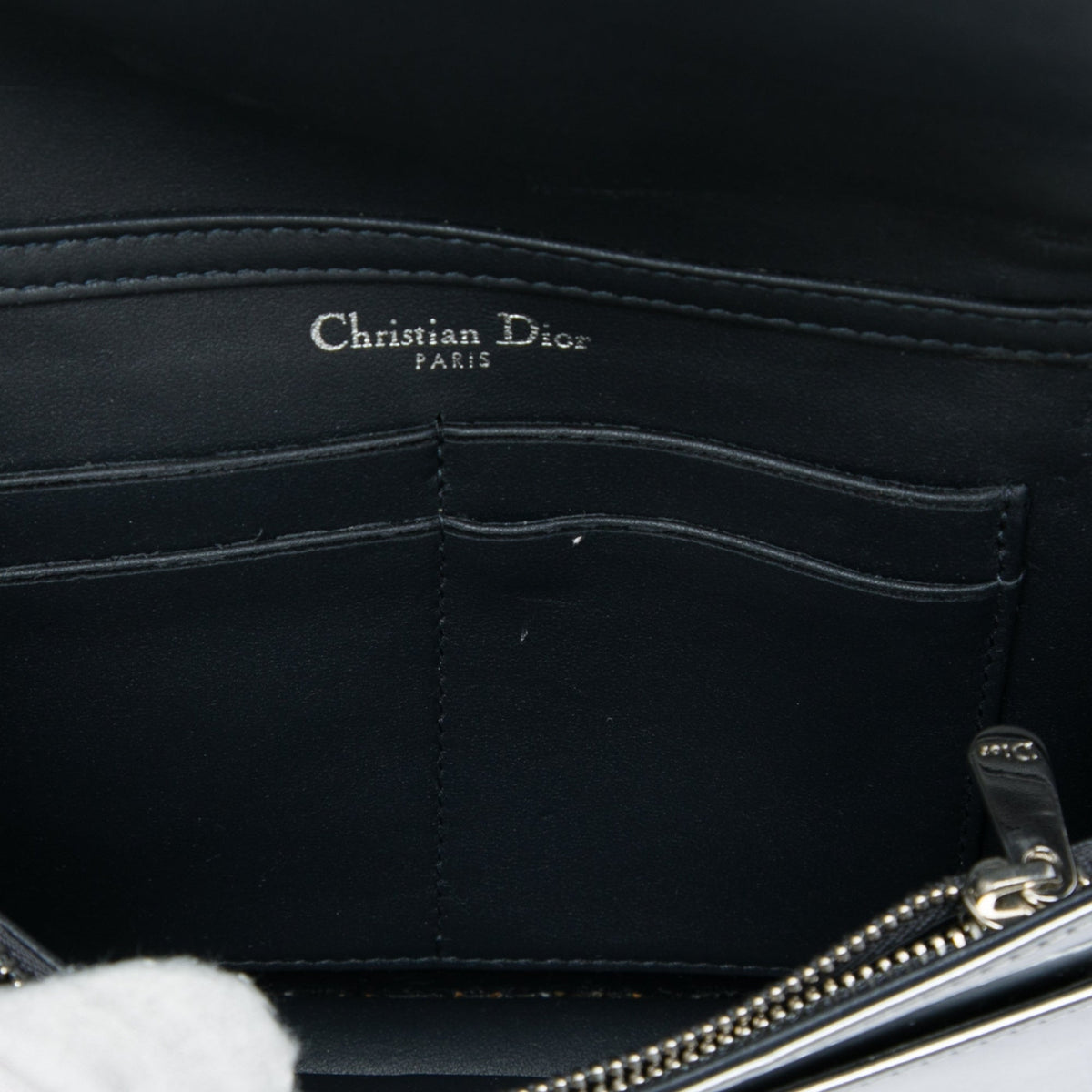 Dior Metallic Patent Microcannage Diorama Wallet on Chain