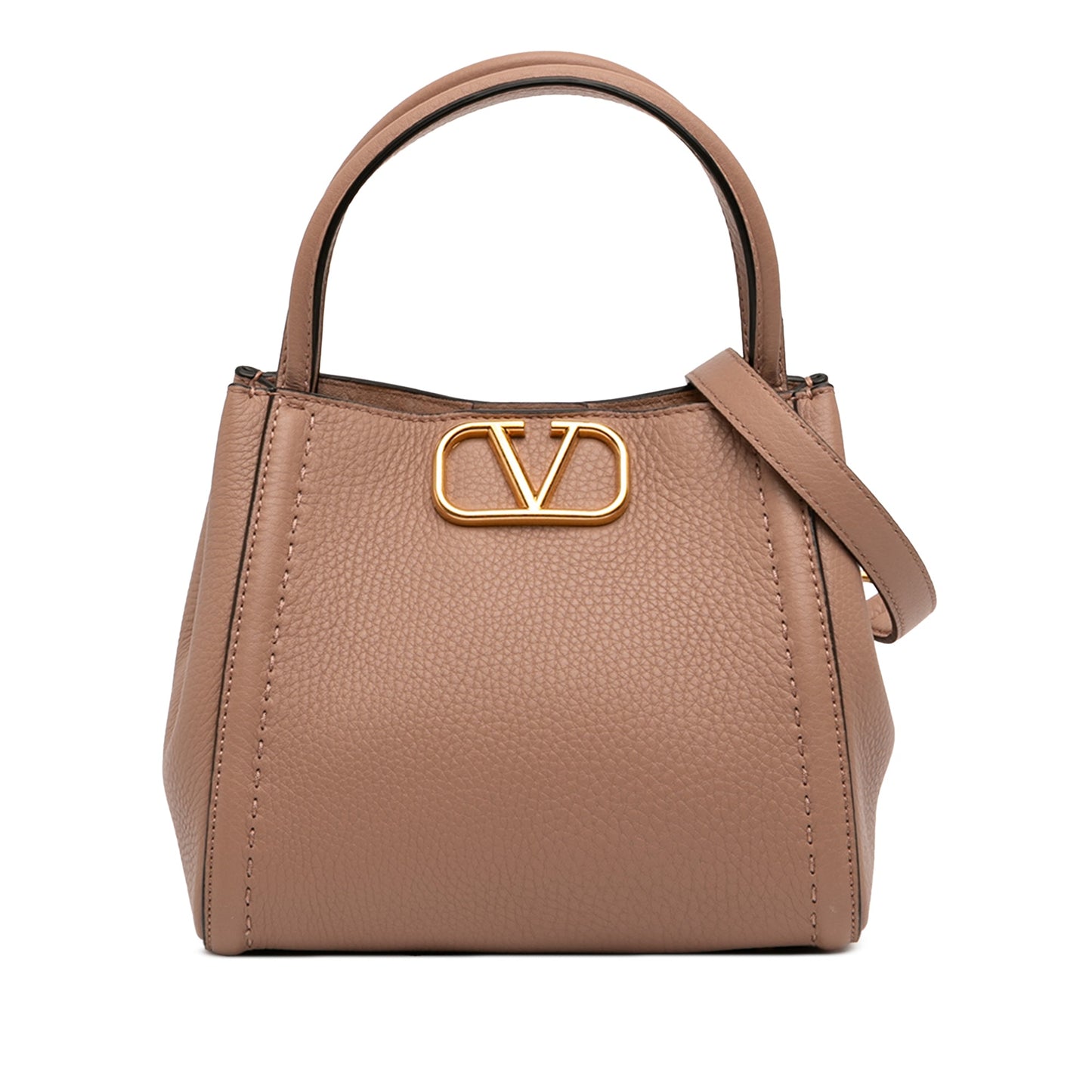 Valentino Small Grainy Calfskin Alltime Satchel