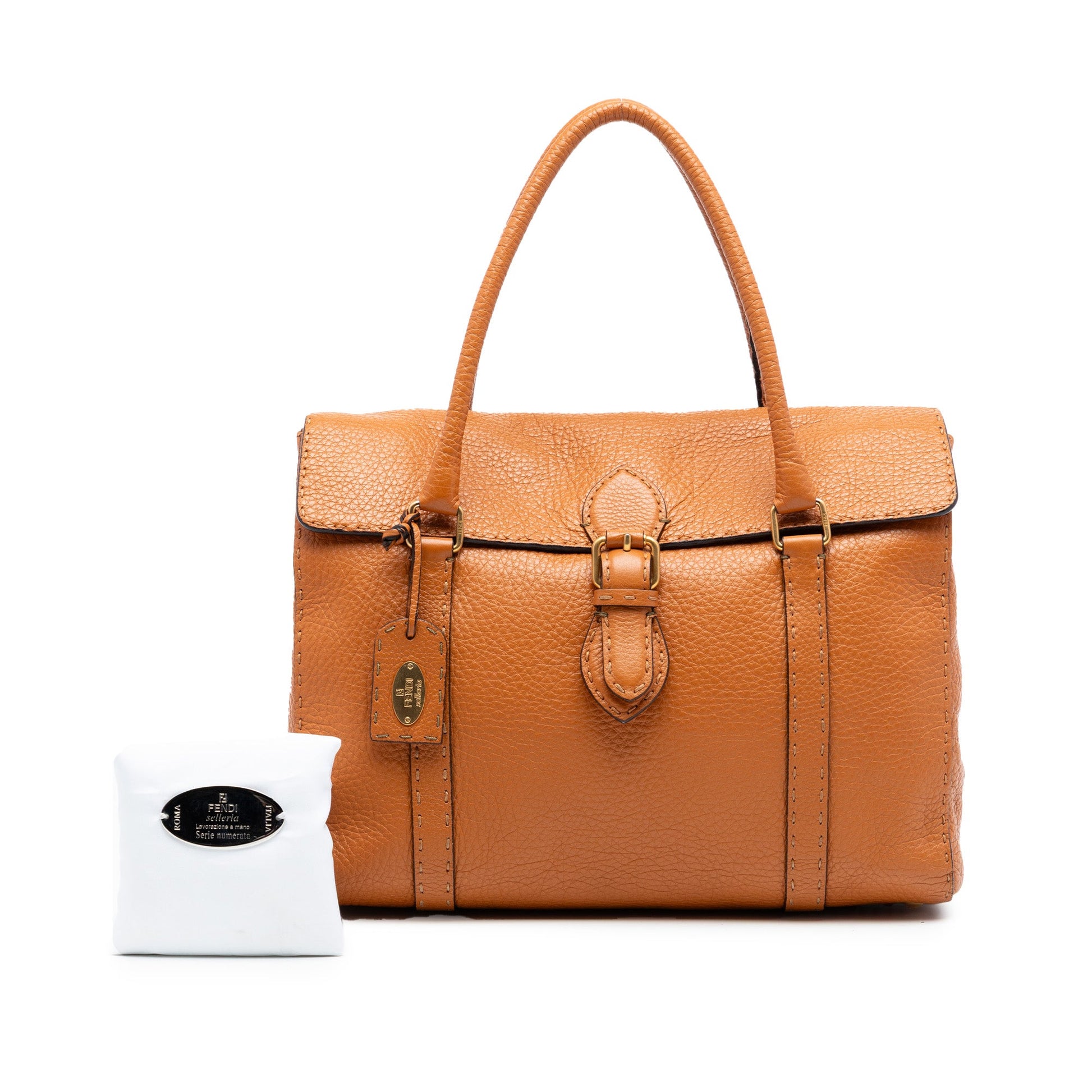Fendi Large Leather Selleria Linda Handbag