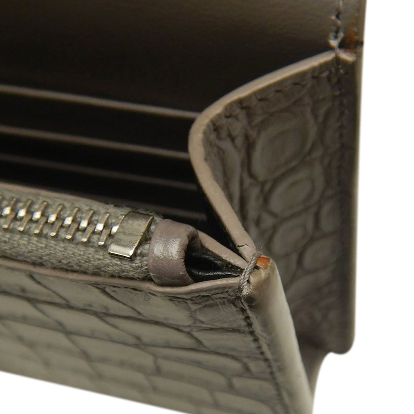 Saint Laurent Small Croc Embossed Leather Monogram Kate Tassel Crossbody