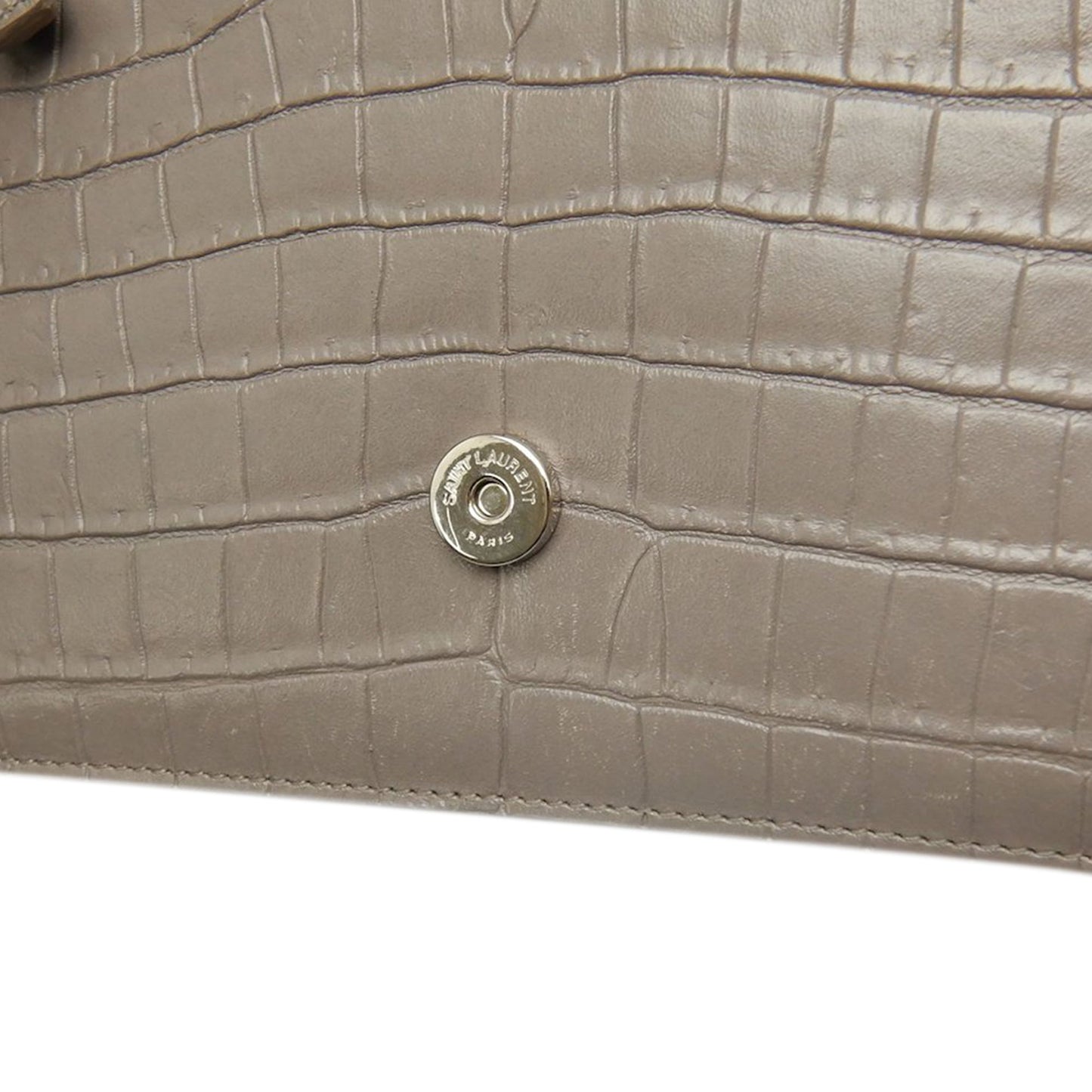 Saint Laurent Small Croc Embossed Leather Monogram Kate Tassel Crossbody