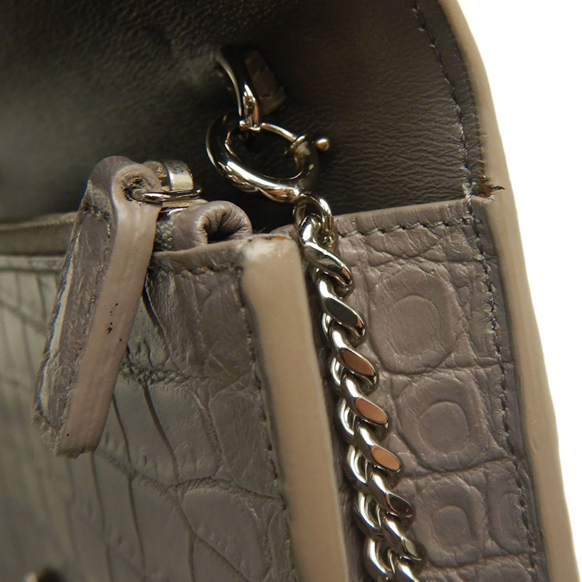 Saint Laurent Small Croc Embossed Leather Monogram Kate Tassel Crossbody