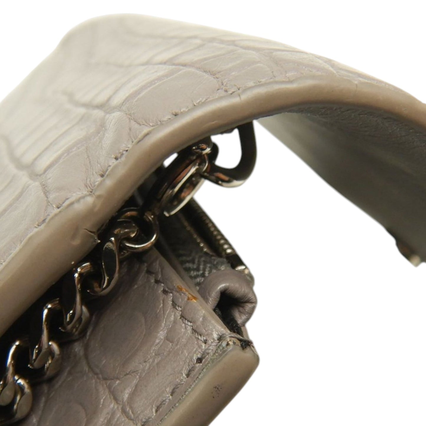 Saint Laurent Small Croc Embossed Leather Monogram Kate Tassel Crossbody