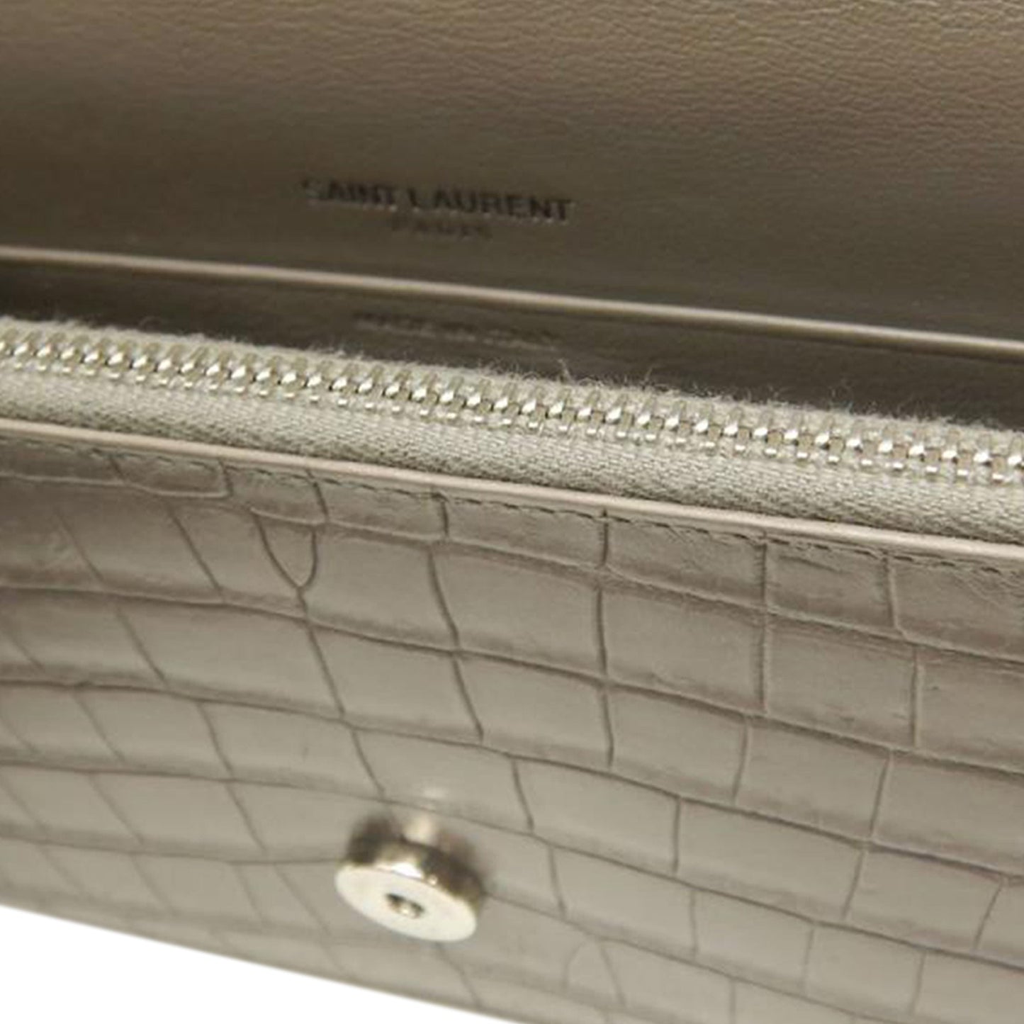 Saint Laurent Small Croc Embossed Leather Monogram Kate Tassel Crossbody