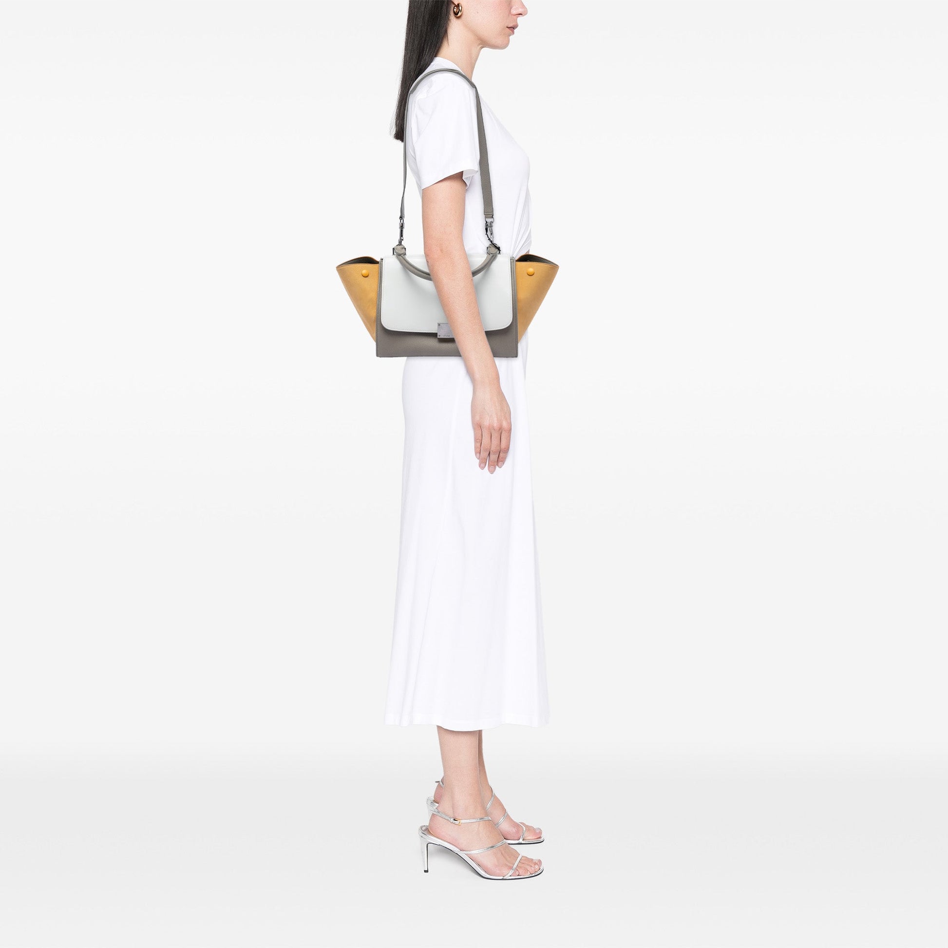 Celine Small Tricolor Leather Trapeze Satchel