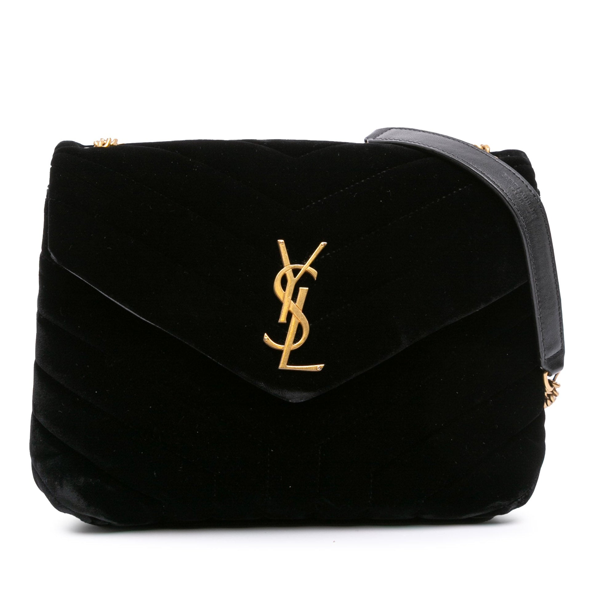 Saint Laurent Small Matelasse Velvet Monogram LouLou Shoulder Bag