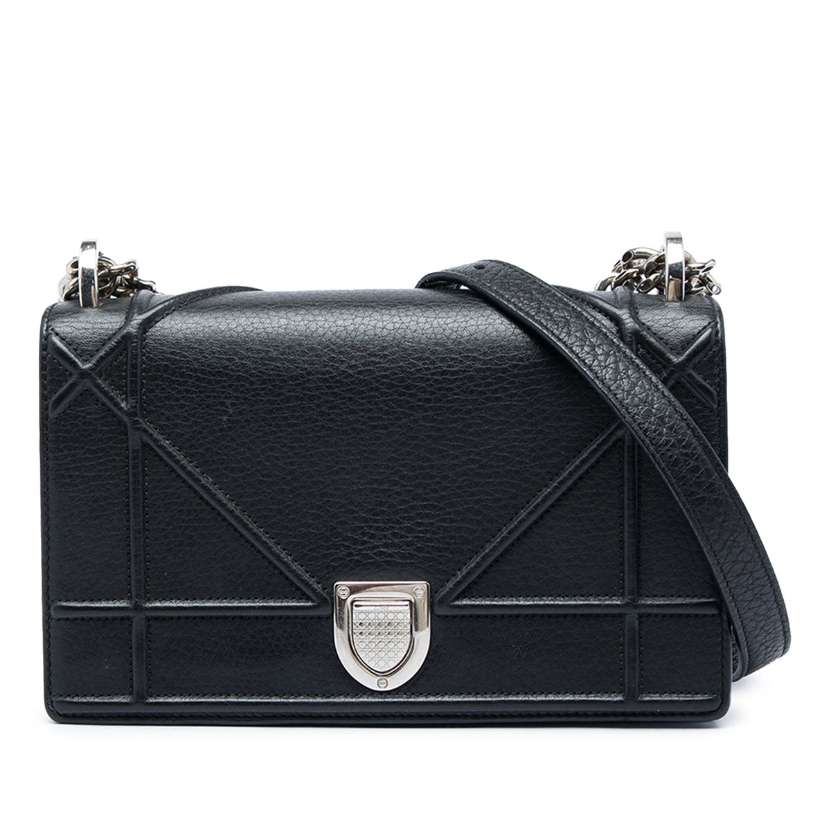 Dior Small Grained Calfskin Diorama Flap — Black