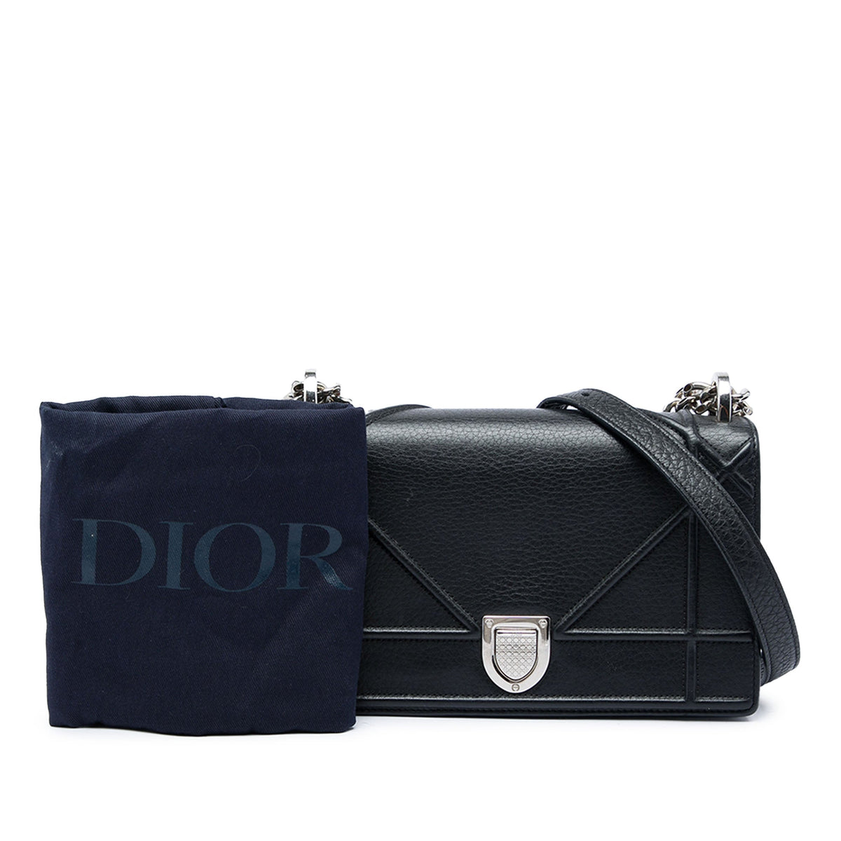 Dior Small Grained Calfskin Diorama Flap — Black