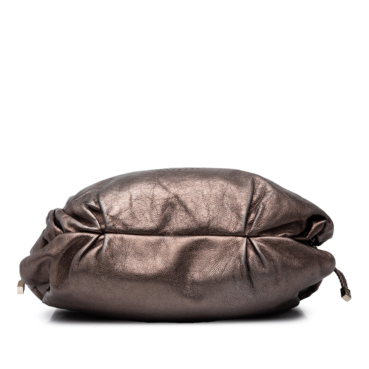 Ferragamo Metallic Leather Perforated Gancini Hobo Bag — Brown