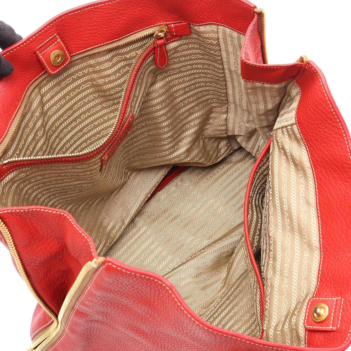 Prada Vitello Daino Side Zip Tote