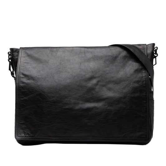 Bottega Veneta Intrecciato Trimmed Nappa Messenger Bag — Black