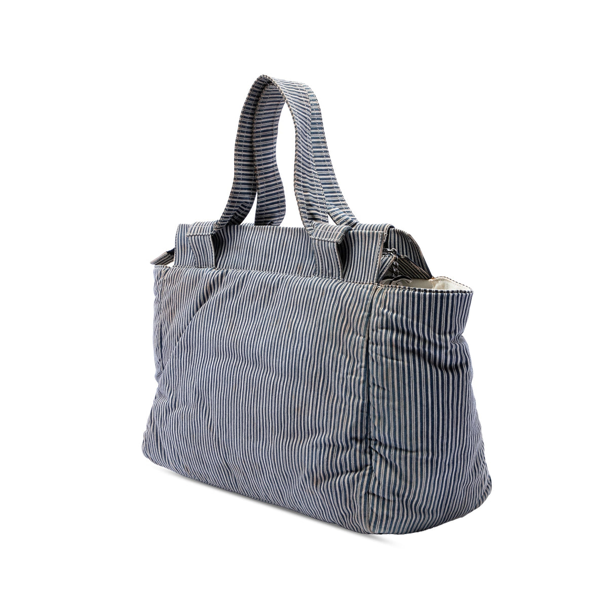 Chanel CC Striped Canvas Shopper Tote