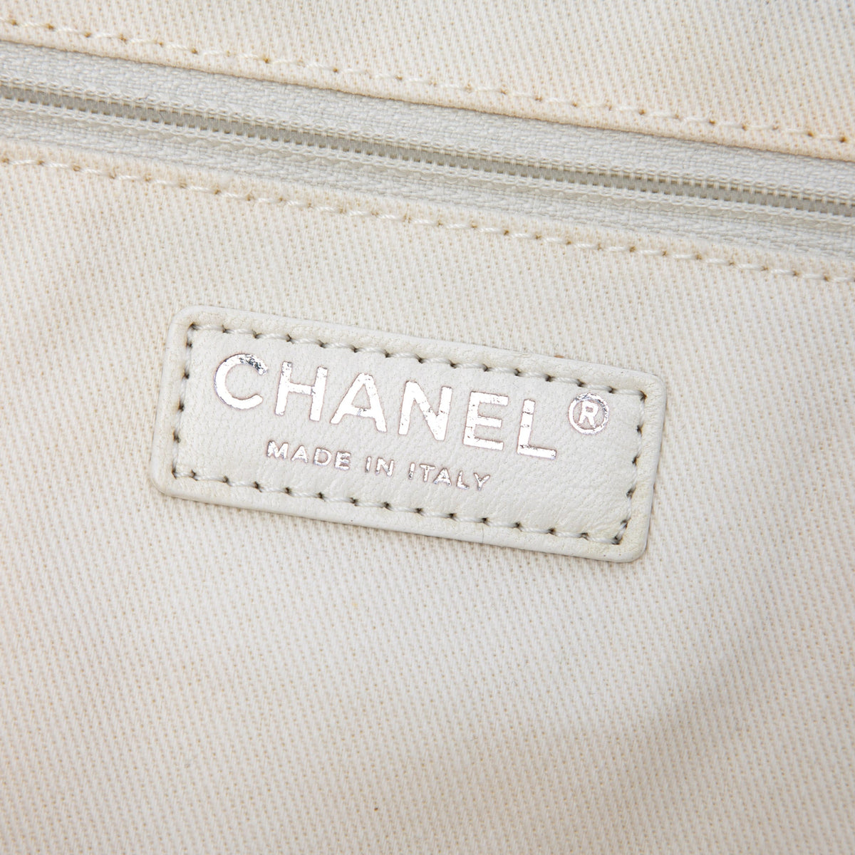 Chanel CC Striped Canvas Shopper Tote