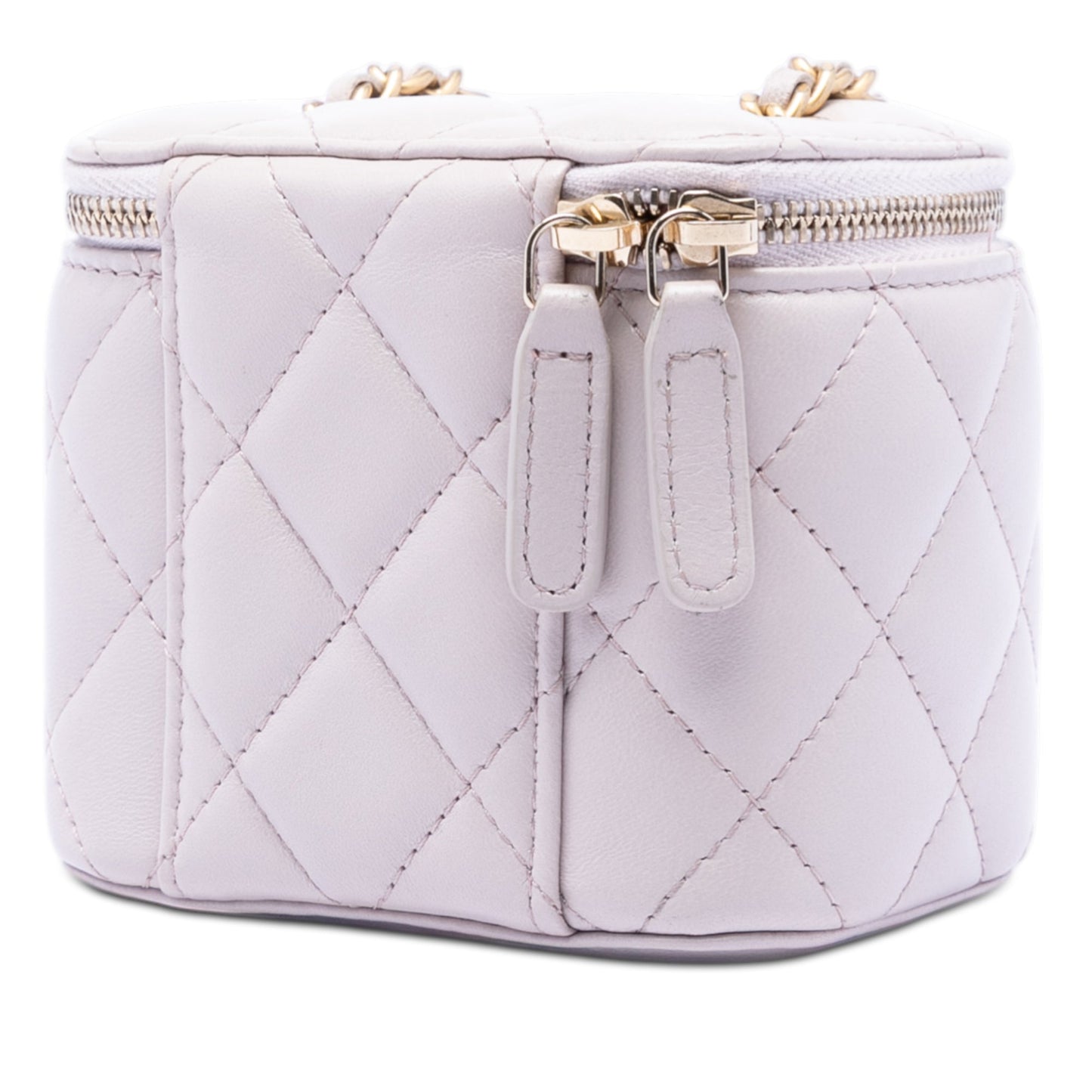 Chanel Mini Quilted Lambskin Pearl Crush Vanity Case With Chain
