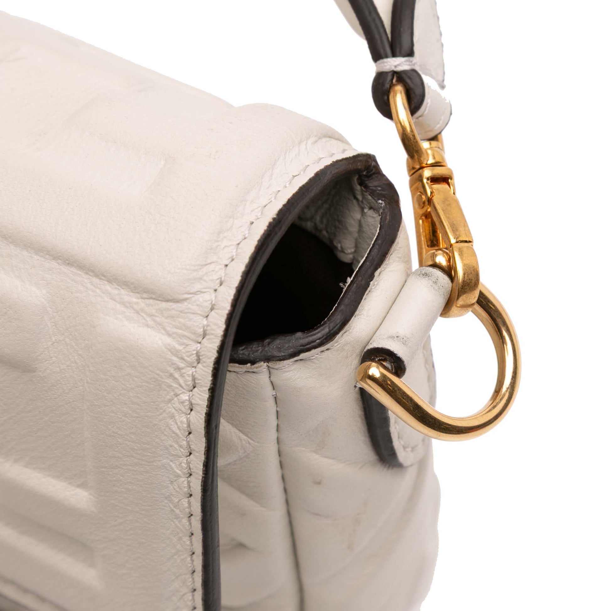 Fendi Mini Zucca Embossed Leather Baguette Satchel