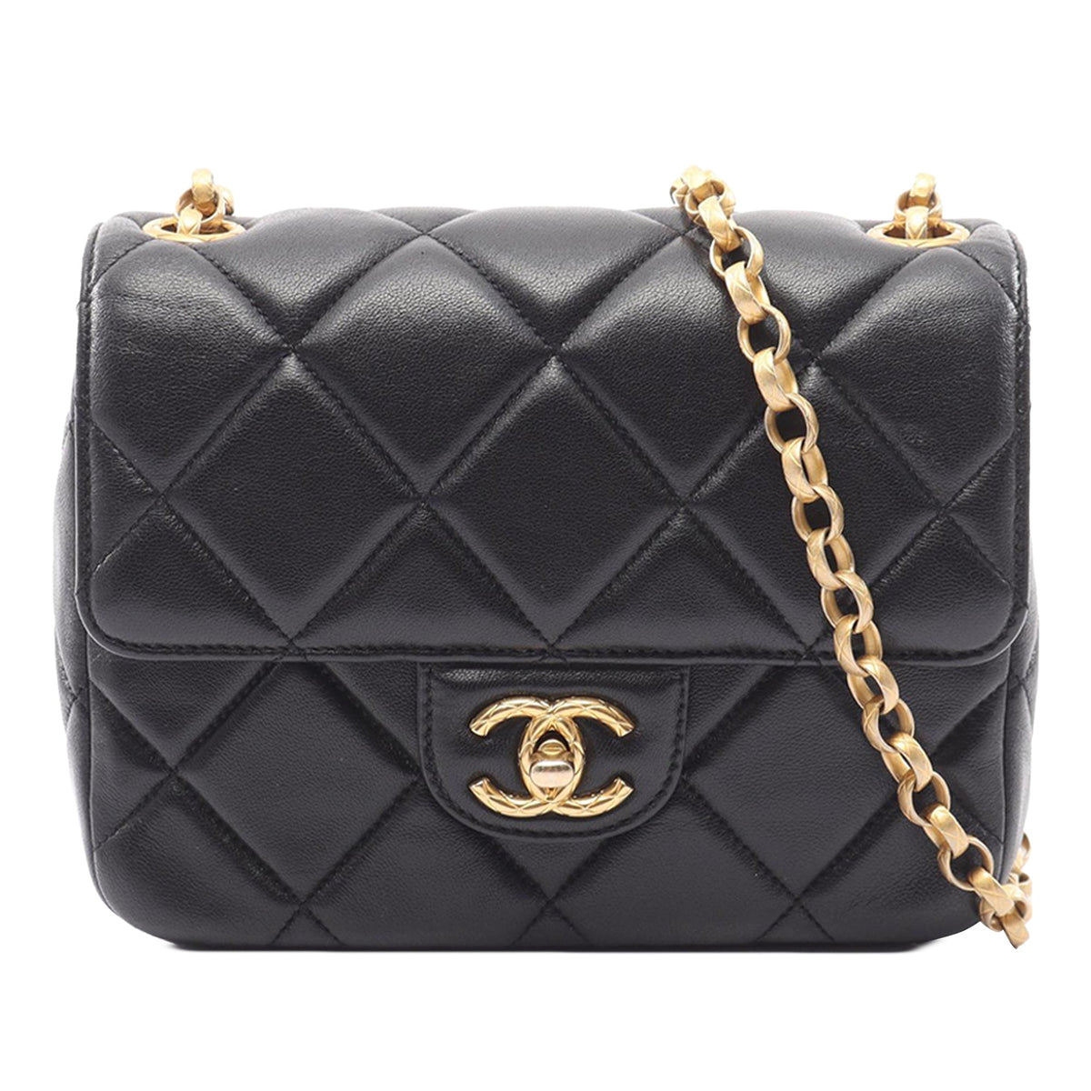Chanel Mini Quilted Lambskin Single Flap — Black