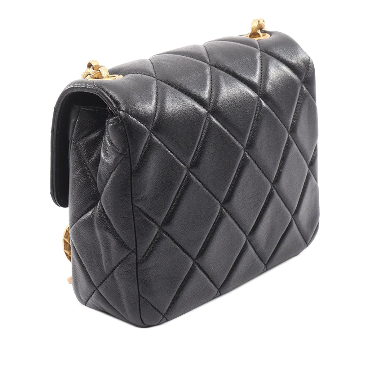 Chanel Mini Quilted Lambskin Single Flap — Black