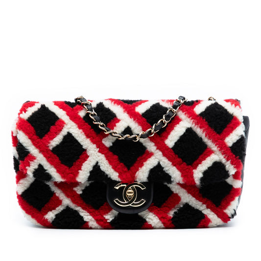 Chanel Medium CC Shearling and Lambskin Single Flap