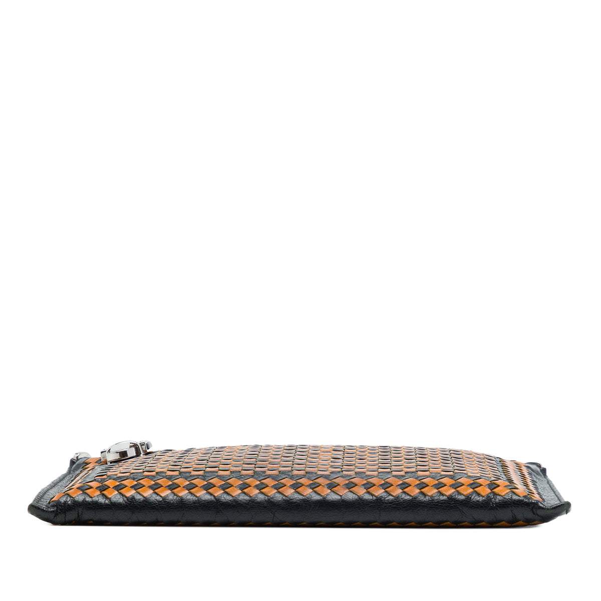 Prada Woven Goatskin Madras Zip Clutch — Orange