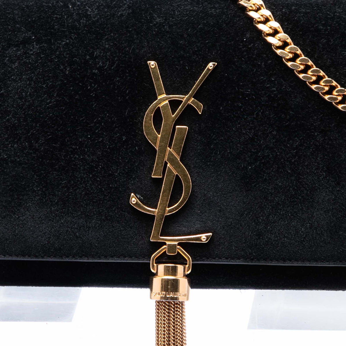 Saint Laurent Small Suede Monogram Kate Tassel Crossbody