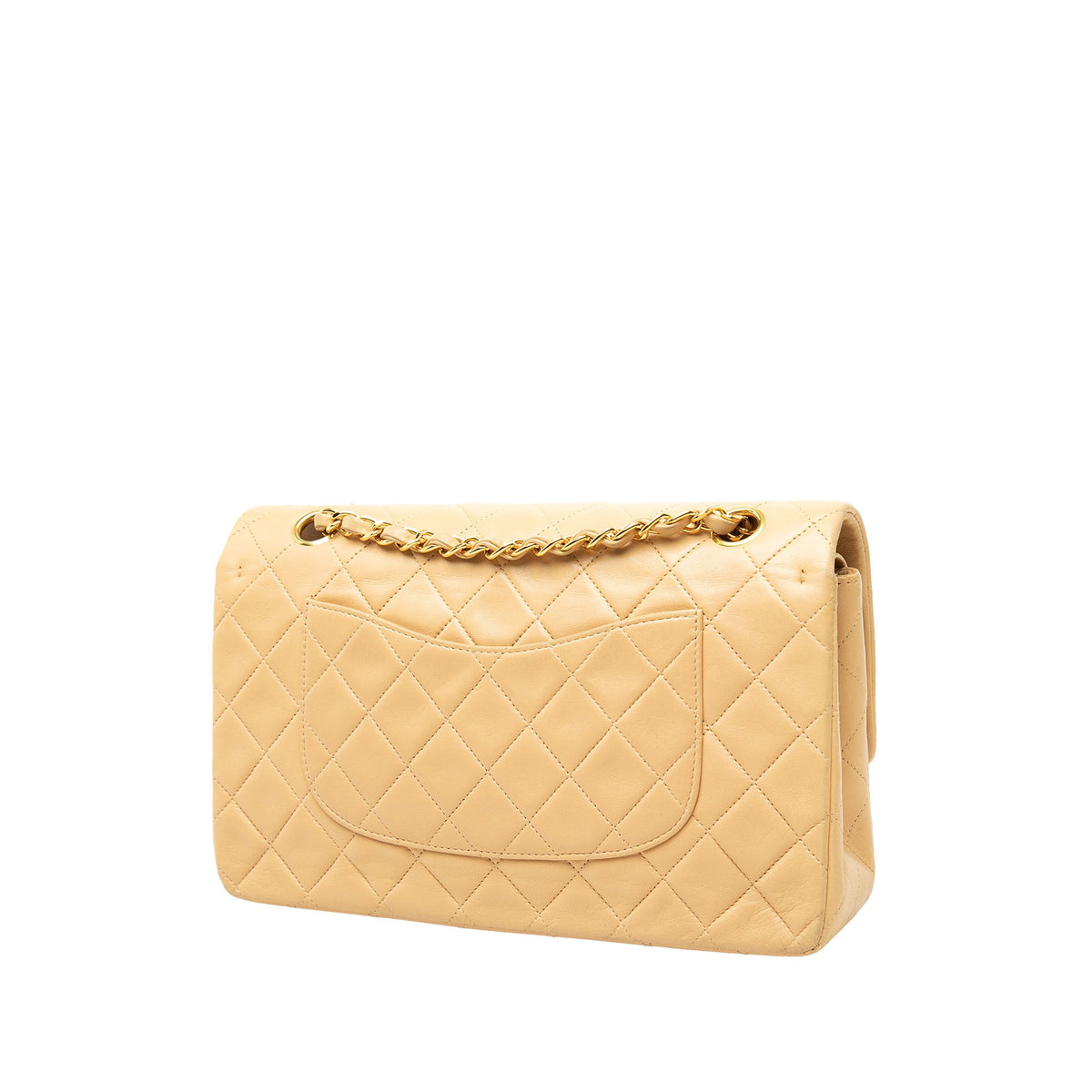 Chanel Medium Classic Lambskin Double Flap — Beige