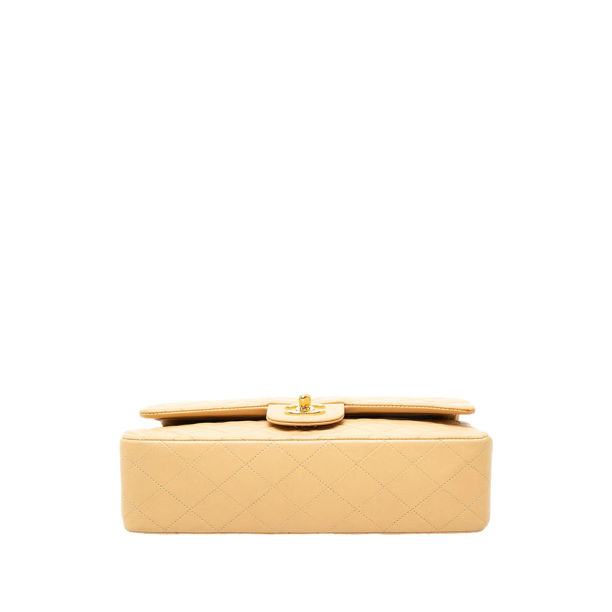Chanel Medium Classic Lambskin Double Flap — Beige