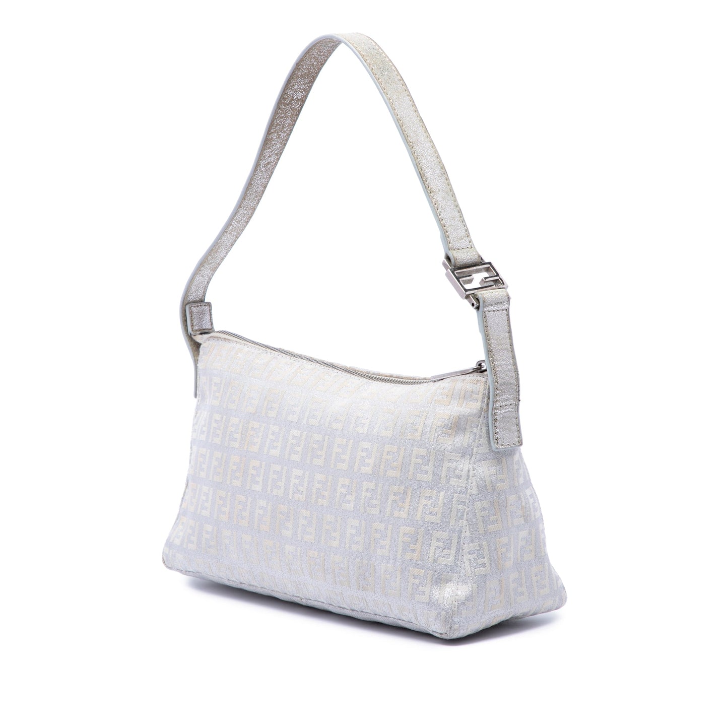 Fendi Zucchino Metallic Canvas Pochette