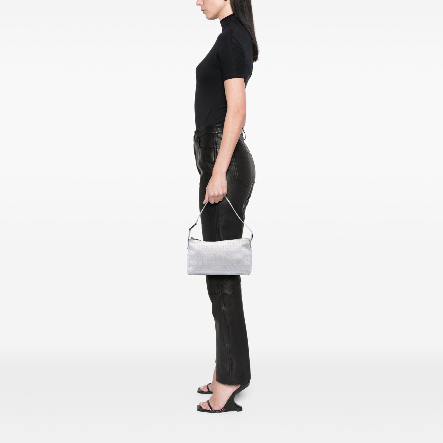 Fendi Zucchino Metallic Canvas Pochette