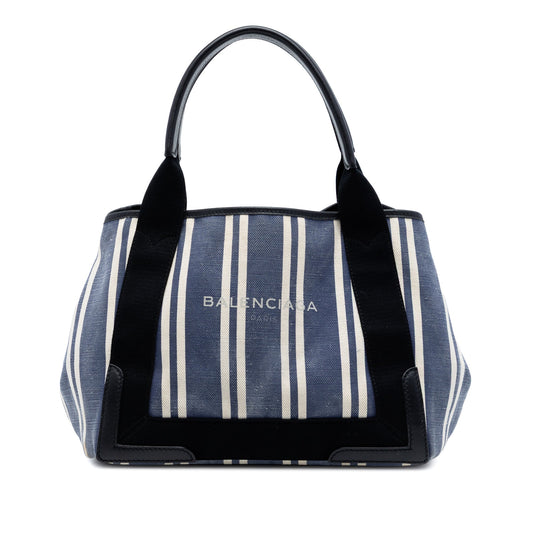 Balenciaga Canvas Striped Navy Cabas S
