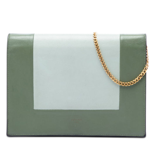 Celine Bicolor Leather Frame Wallet on Chain
