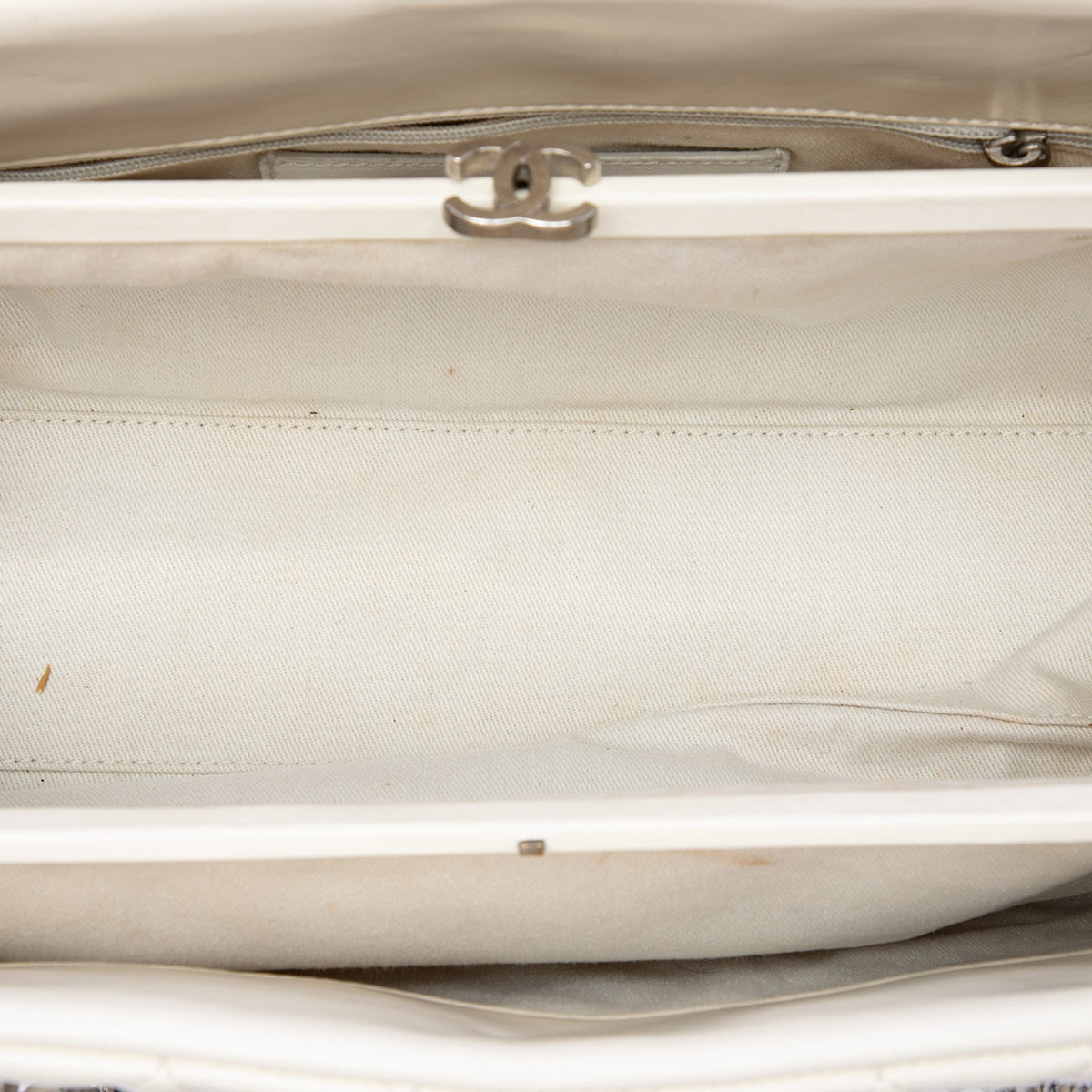 Chanel Medium Quilted Calfskin Just Mademoiselle Bowling Bag — White