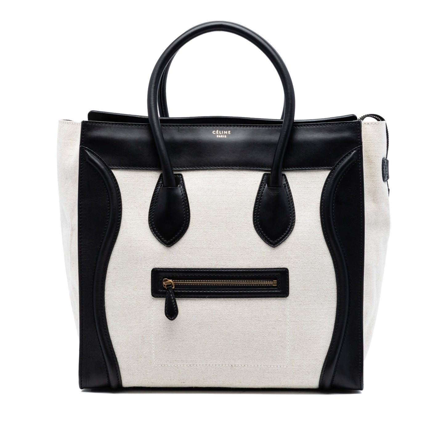 Celine Mini Bicolor Canvas and Leather Luggage Tote